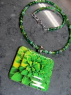 Green Abstract Necklace with FREE Matching Earrings